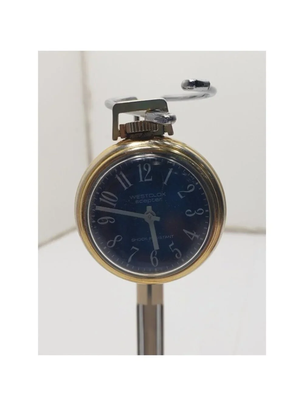 Vintage Westclox Scepter Blue Dial Wind Up Pocket Watch Shock Resistant